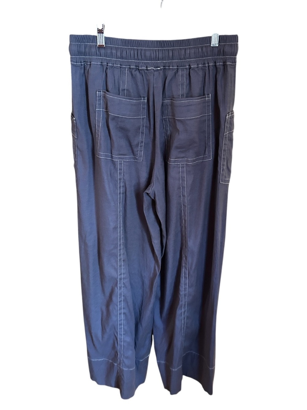 Maeve La Ponche Contrast Stitch Pull-On Pants Drawstring Waist Blue-Gray Small - Picture 4 of 14